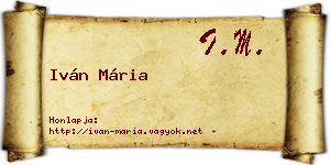 Iván Mária névjegykártya